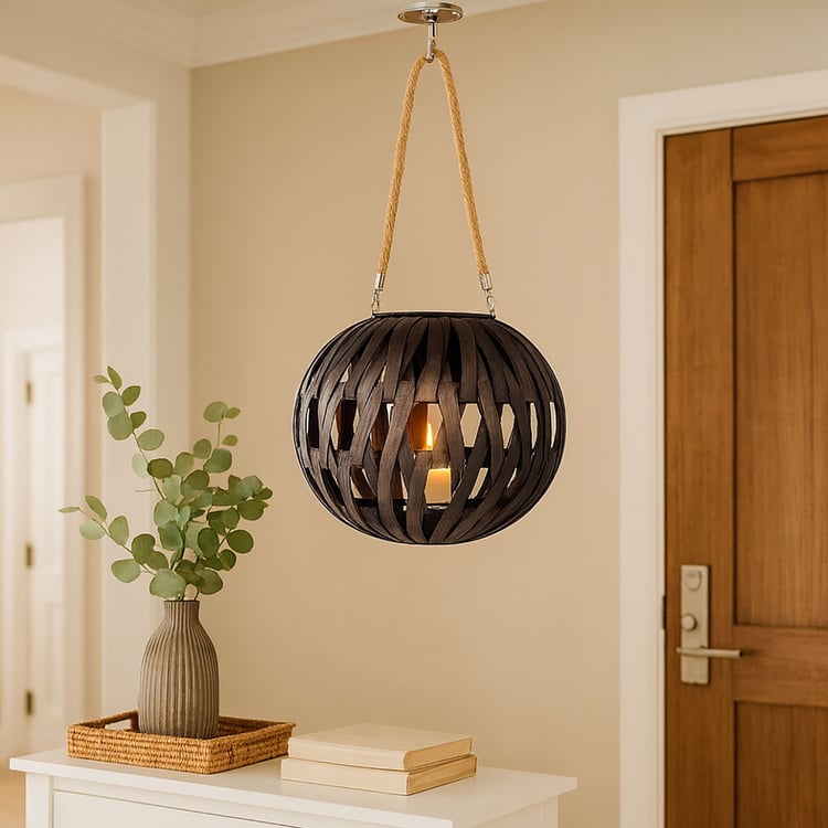 LUXE HOME Bamboo Woven Hanging Lantern