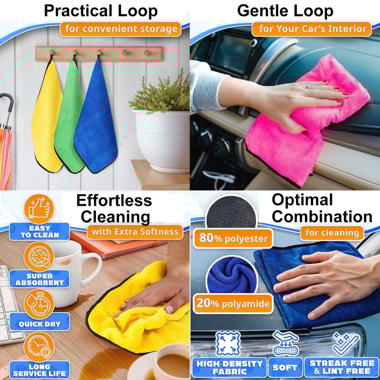 LUXE HOME Set of 8 Microfiber Cleaning Cloths