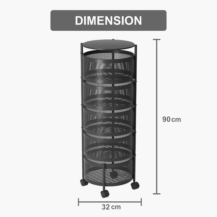 LUXE HOME Metal 5-Tier Revolving Kitchen Storage Trolley