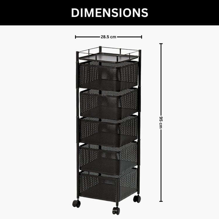 HOME Metal 5-Tier Revolving Kitchen Storage Trolley