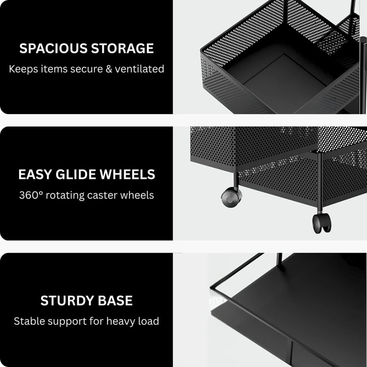 HOME Metal 5-Tier Revolving Kitchen Storage Trolley