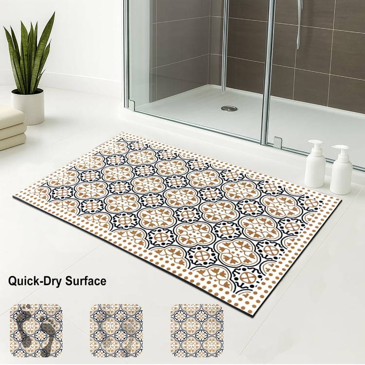 LUXE HOME Rubber Printed Anti-Slip Bath Mat - 58.4x35.5cm