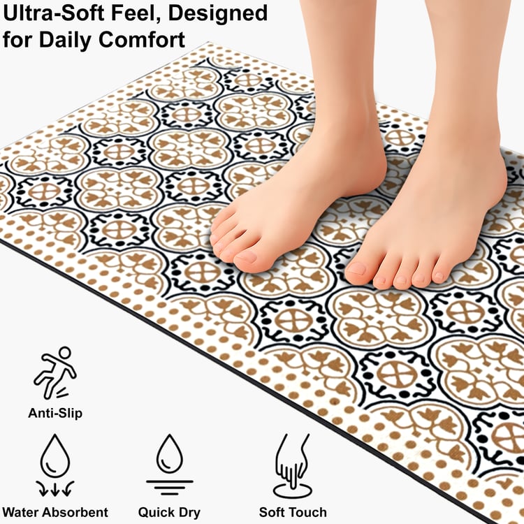 LUXE HOME Rubber Printed Anti-Slip Bath Mat - 58.4x35.5cm