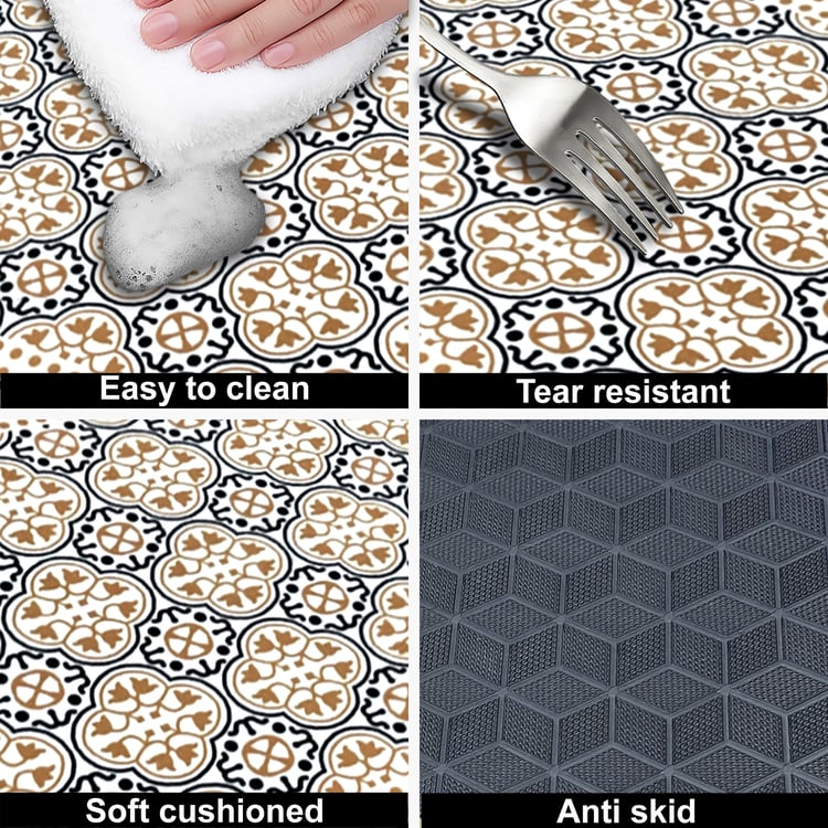 LUXE HOME Rubber Printed Anti-Slip Bath Mat - 58.4x35.5cm