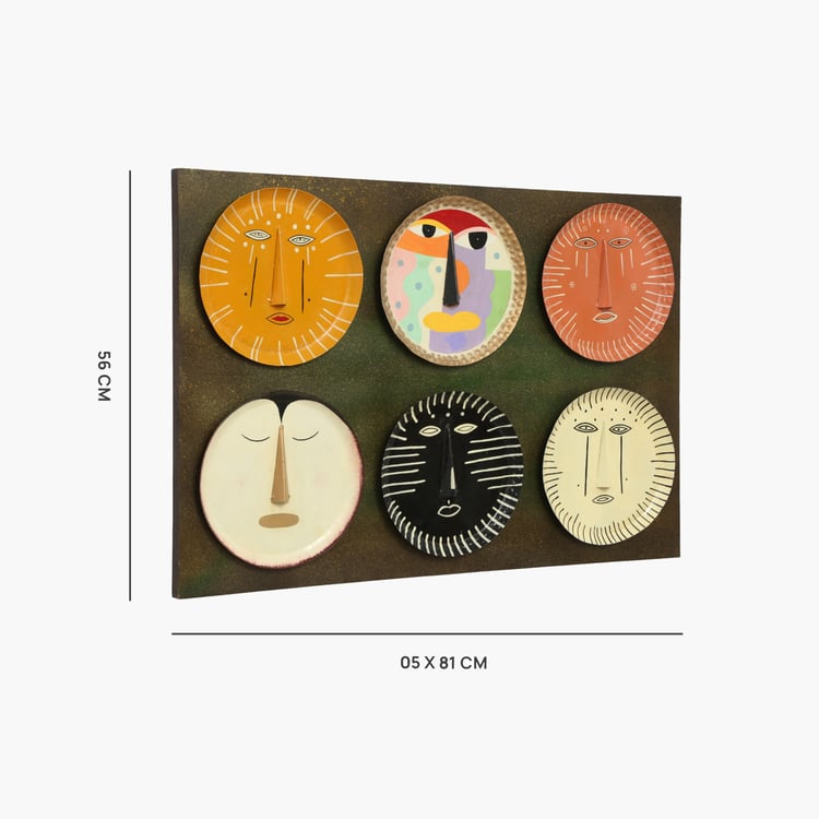 VEDAS Mystical Indian Eros Metal Faces Wall Accent