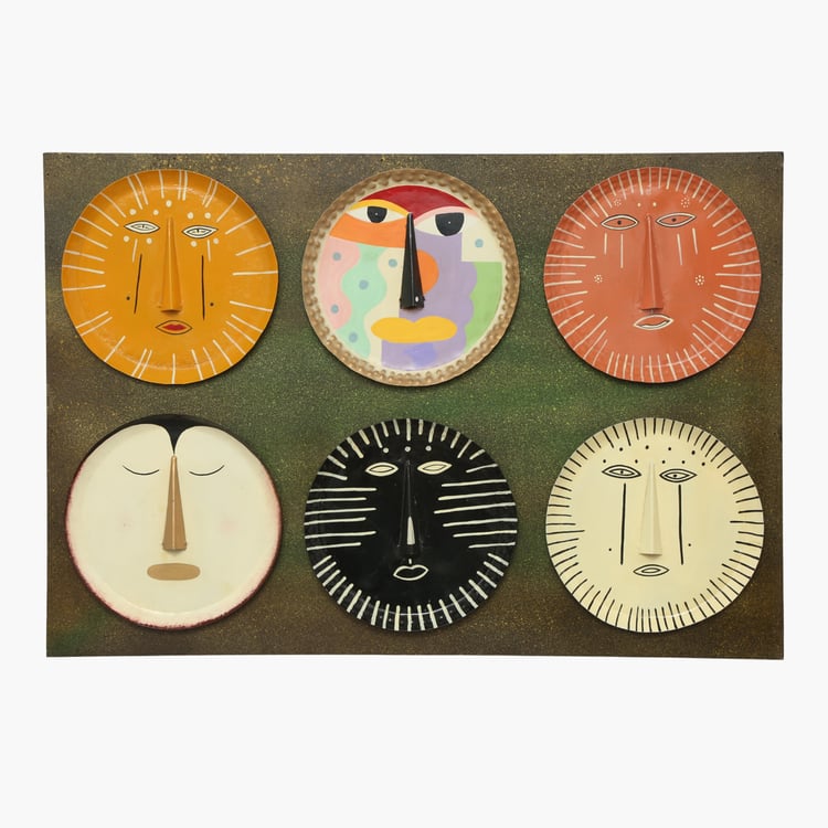VEDAS Mystical Indian Eros Metal Faces Wall Accent