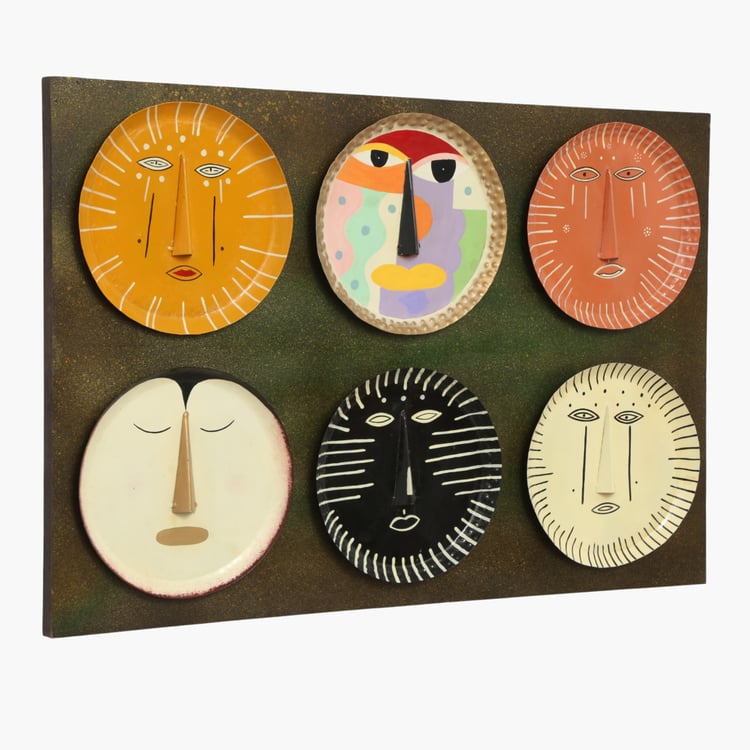 VEDAS Mystical Indian Eros Metal Faces Wall Accent
