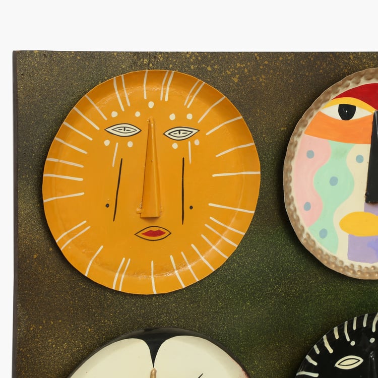 VEDAS Mystical Indian Eros Metal Faces Wall Accent