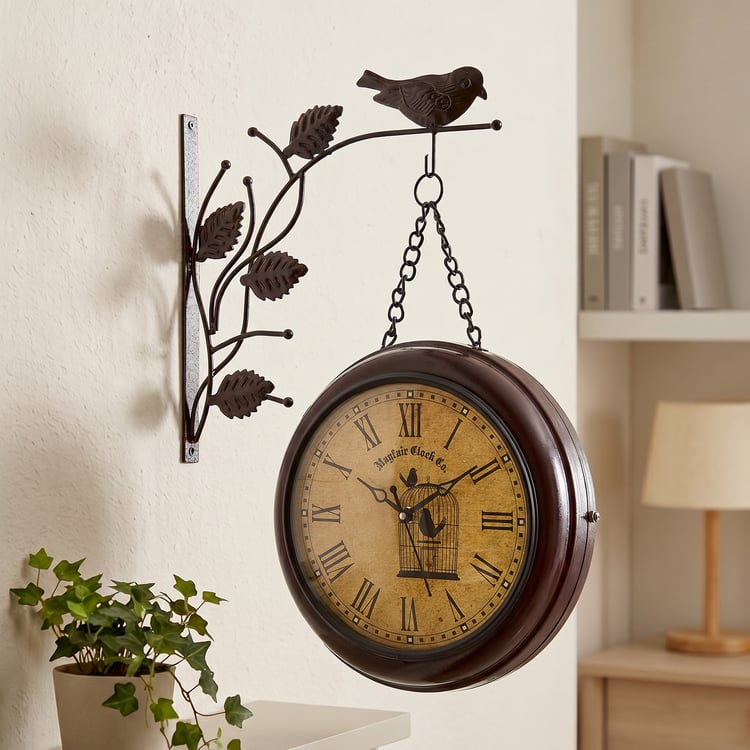 Corsica Casablanca Metal Bird Station Clock - 33.5x9x46cm