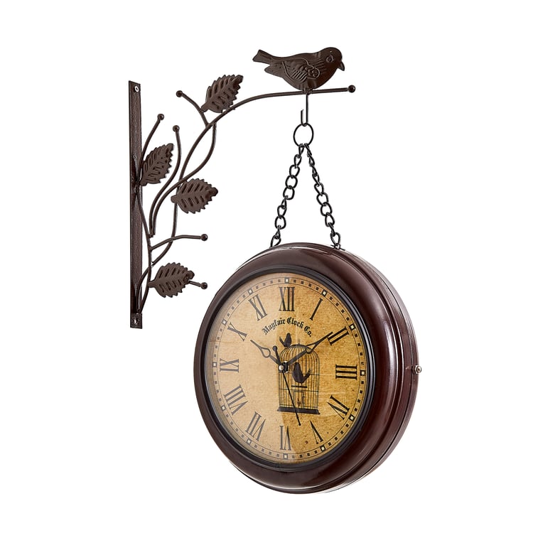 Corsica Casablanca Metal Bird Station Clock - 33.5x9x46cm