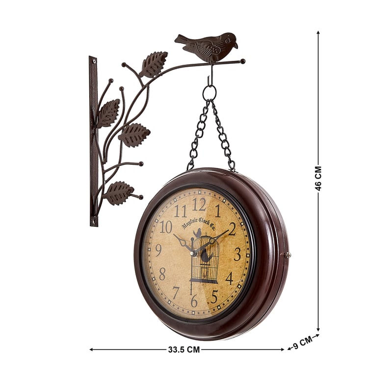 Corsica Casablanca Metal Bird Station Clock - 33.5x9x46cm