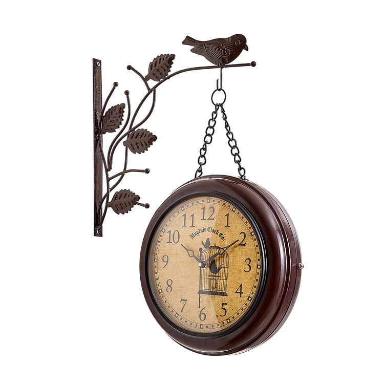 Corsica Casablanca Metal Bird Station Clock - 33.5x9x46cm