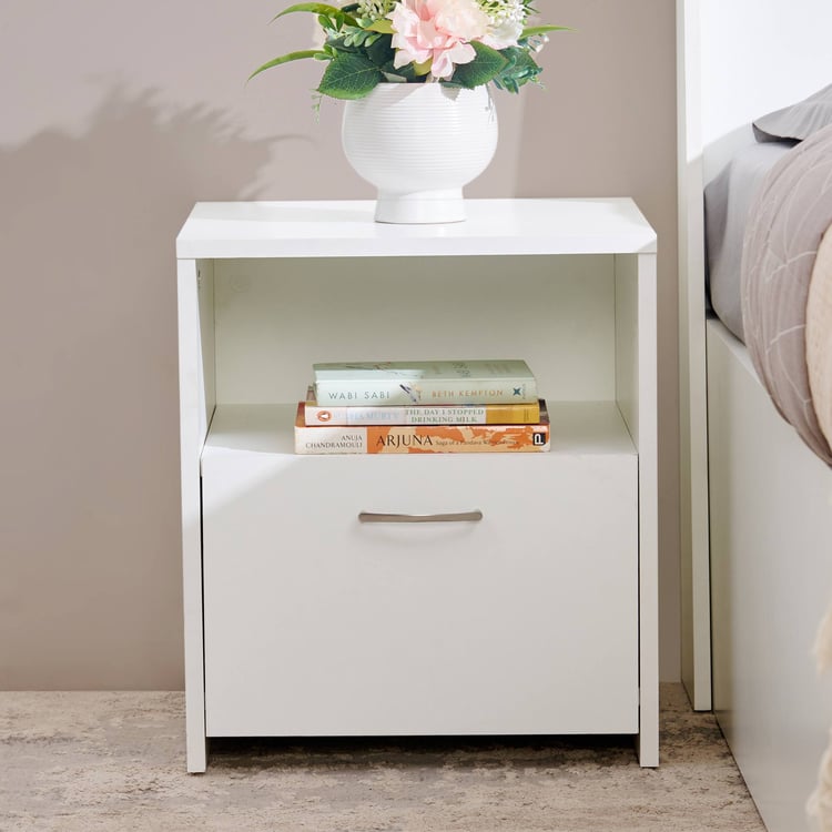 Helios Alton NXT Bedside Table with Drawer - White