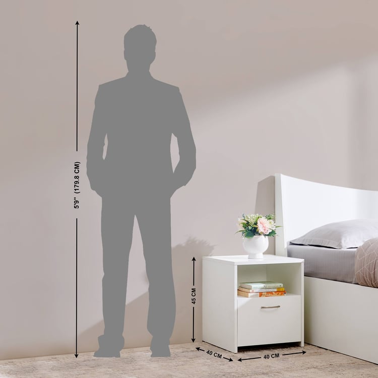 Helios Alton NXT Bedside Table with Drawer - White