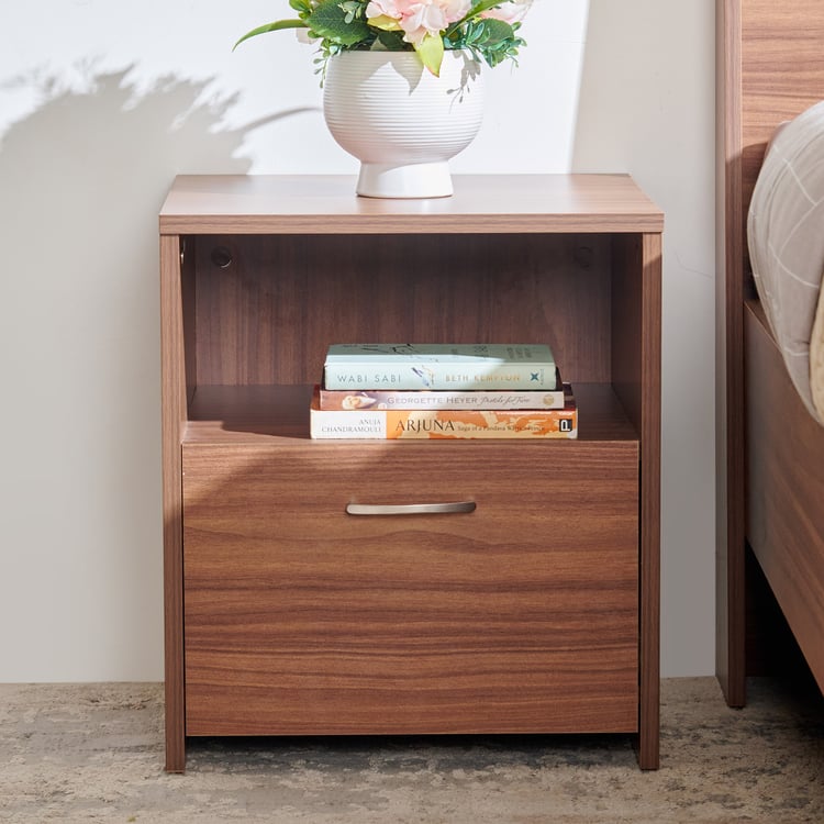 Helios Alton NXT Bedside Table with Drawer - Walnut