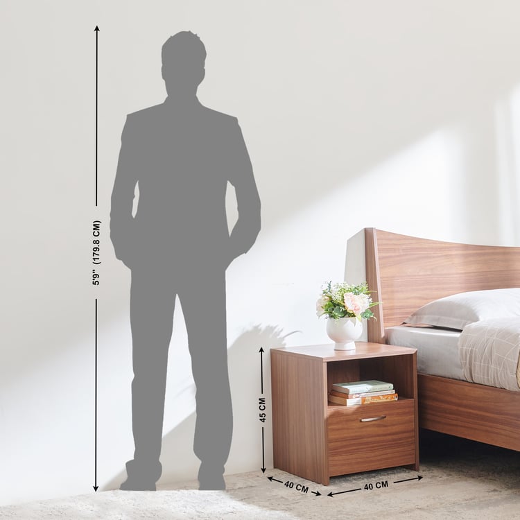 Helios Alton NXT Bedside Table with Drawer - Walnut