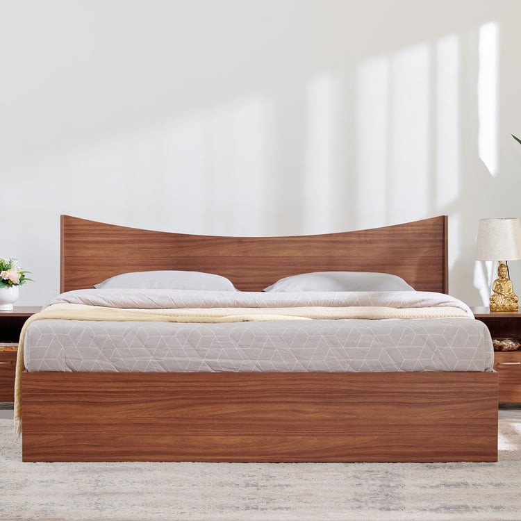 Helios Alton NXT King Bed with Box Storage - Walnut