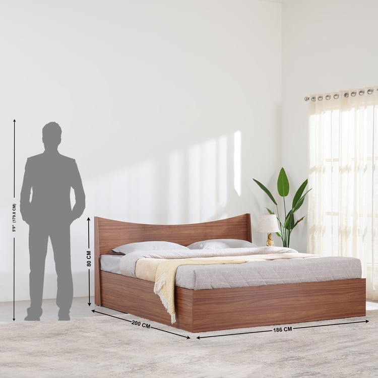 Helios Alton NXT King Bed with Box Storage - Walnut