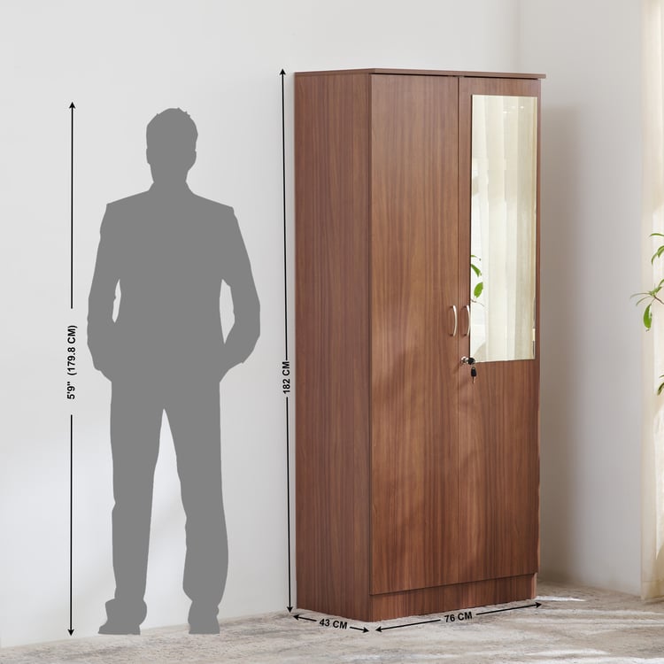 Helios Alton NXT 2-Door Wardrobe with Mirror - Walnut
