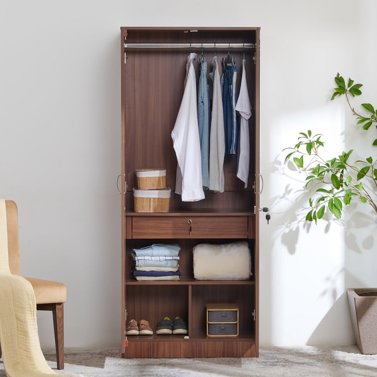 Helios Alton NXT 2-Door Wardrobe with Mirror - Walnut