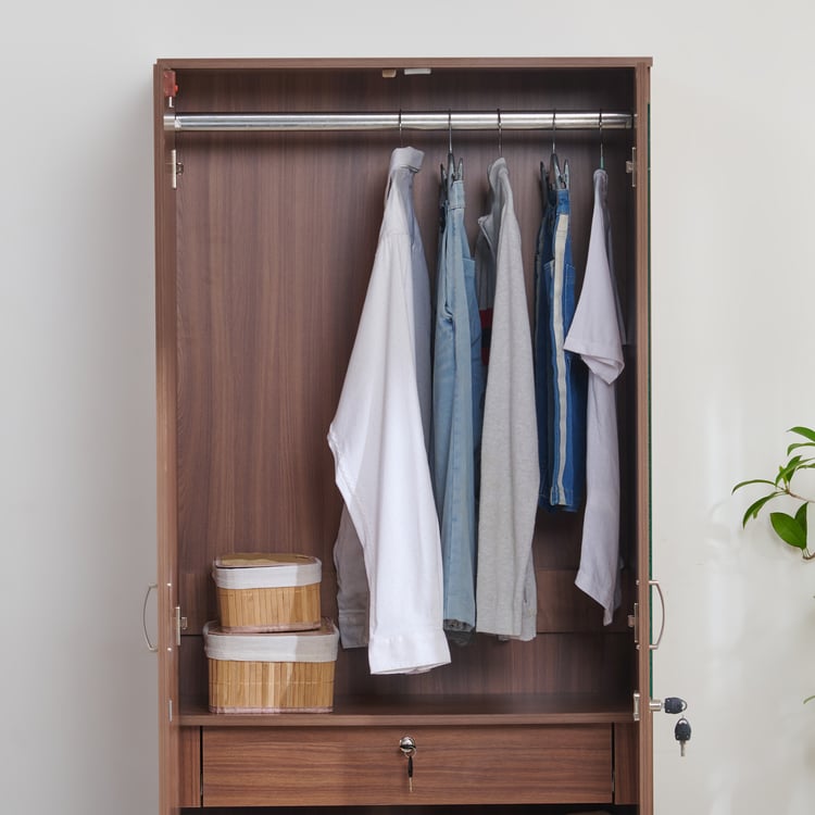 Helios Alton NXT 2-Door Wardrobe with Mirror - Walnut