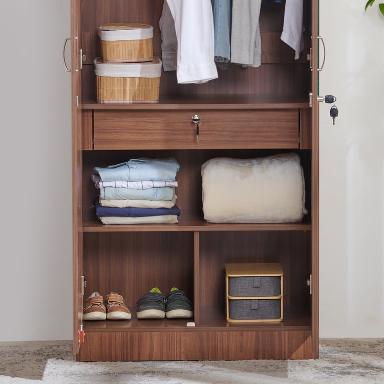 Helios Alton NXT 2-Door Wardrobe with Mirror - Walnut