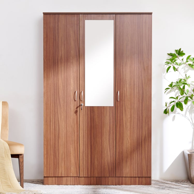Helios Alton NXT 3-Door Wardrobe with Mirror - Walnut