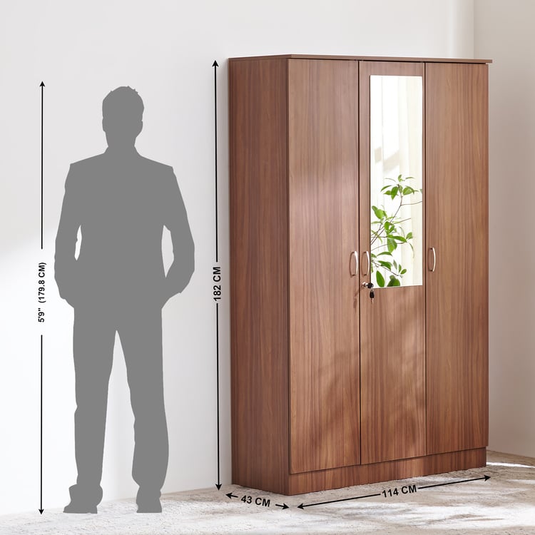 Helios Alton NXT 3-Door Wardrobe with Mirror - Walnut