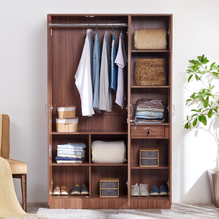 Helios Alton NXT 3-Door Wardrobe with Mirror - Walnut