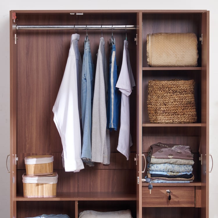 Helios Alton NXT 3-Door Wardrobe with Mirror - Walnut