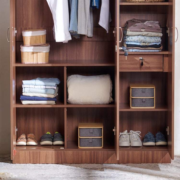 Helios Alton NXT 3-Door Wardrobe with Mirror - Walnut