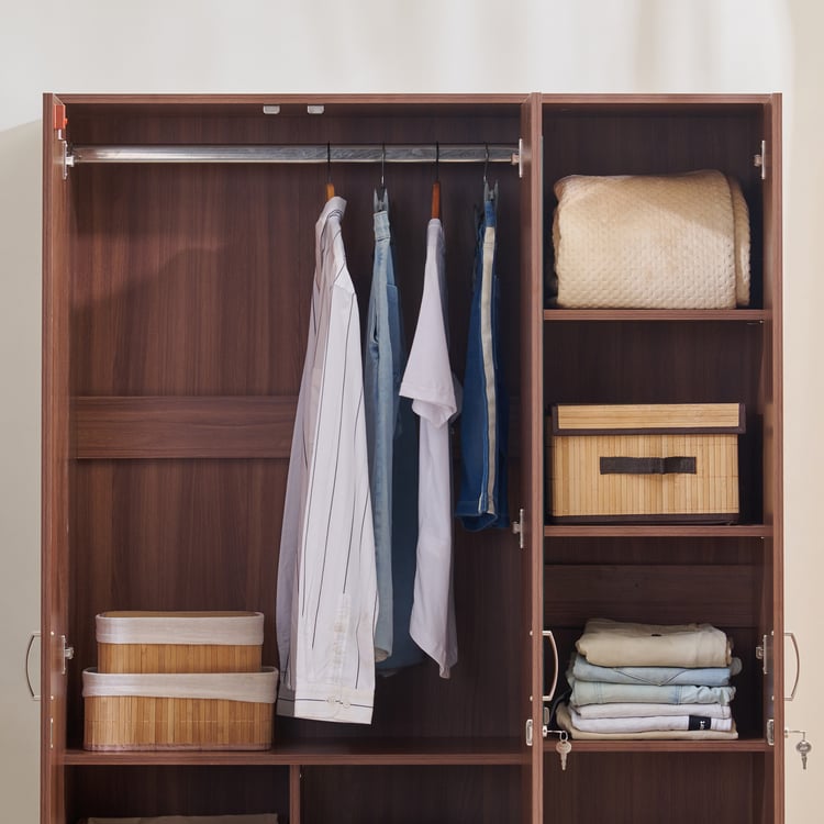 Helios Alton NXT 3-Door Wardrobe with Mirror and Drawers - Walnut