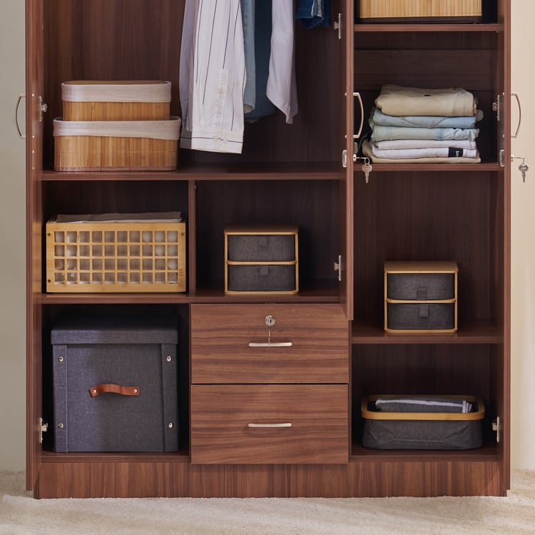 Helios Alton NXT 3-Door Wardrobe with Mirror and Drawers - Walnut