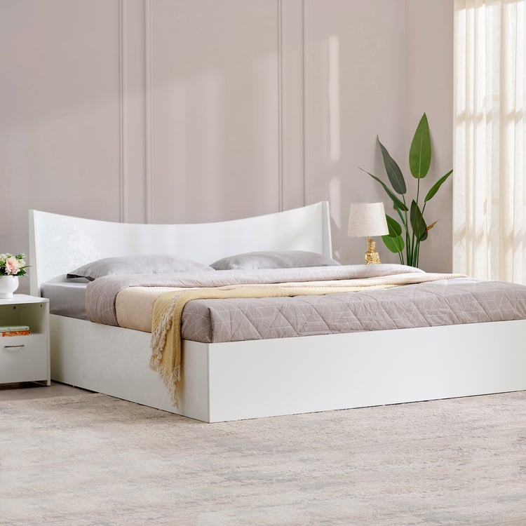 Helios Alton NXT King Bed with Box Storage - White