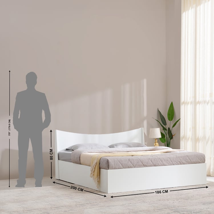 Helios Alton NXT King Bed with Box Storage - White