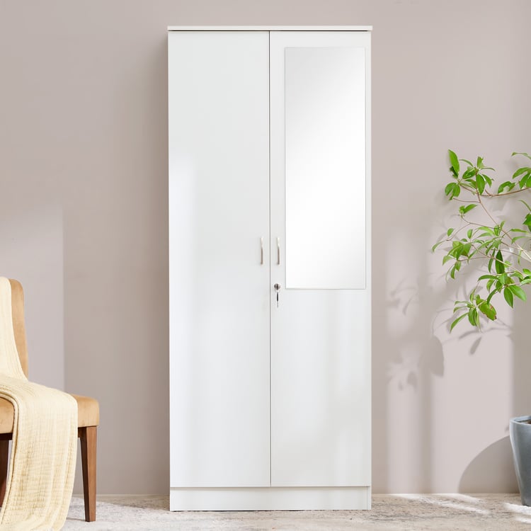 Helios Alton NXT 2-Door Wardrobe with Mirror - White