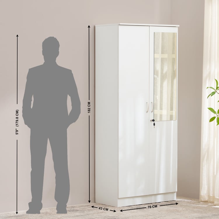 Helios Alton NXT 2-Door Wardrobe with Mirror - White