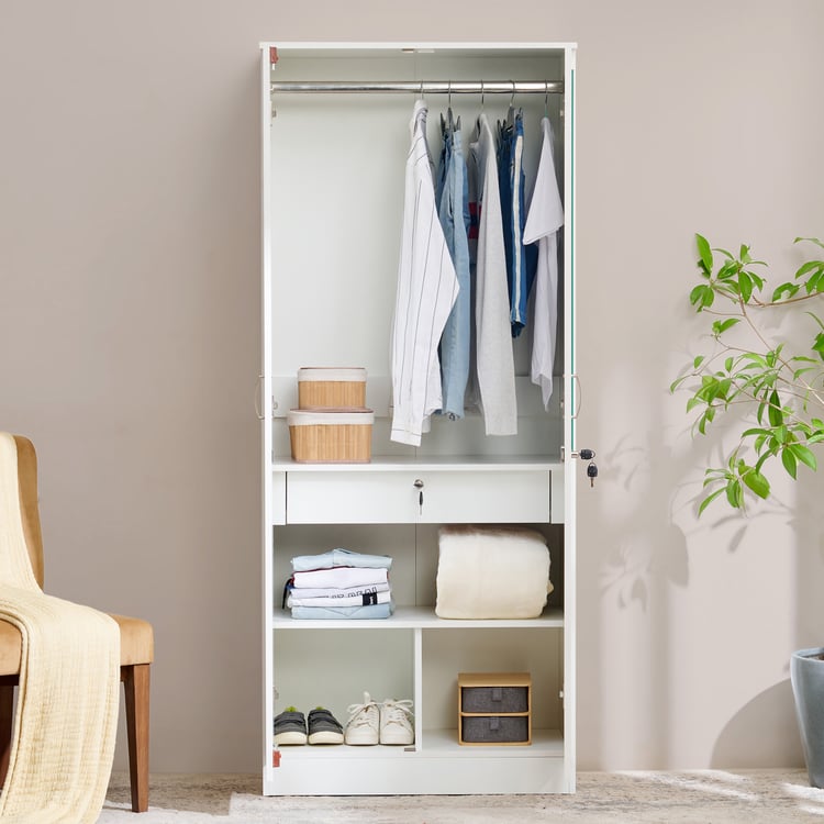 Helios Alton NXT 2-Door Wardrobe with Mirror - White