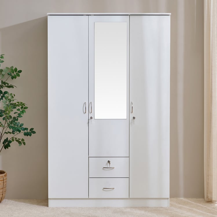 Helios Alton NXT 3-Door Wardrobe with Mirror and Drawers - White