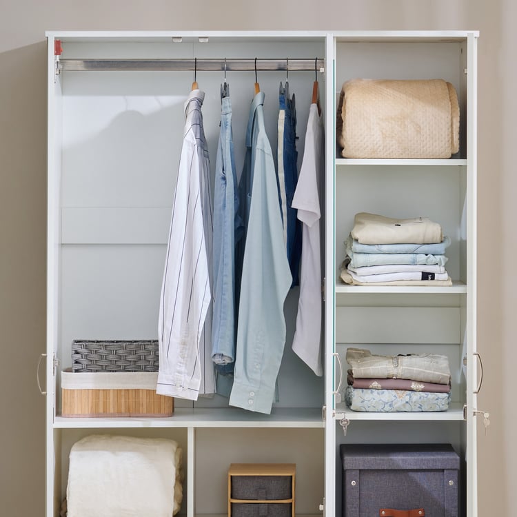 Helios Alton NXT 3-Door Wardrobe with Mirror and Drawers - White