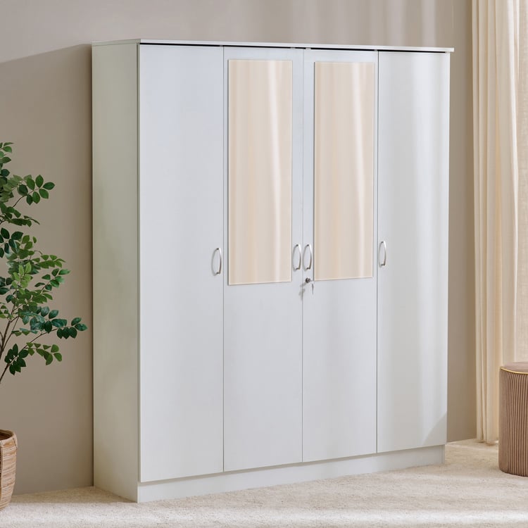 Helios Alton NXT 4-Door Wardrobe with Mirrors - White