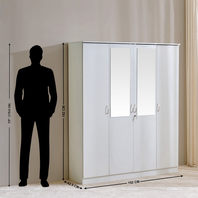 Helios Alton NXT 4-Door Wardrobe with Mirrors - White