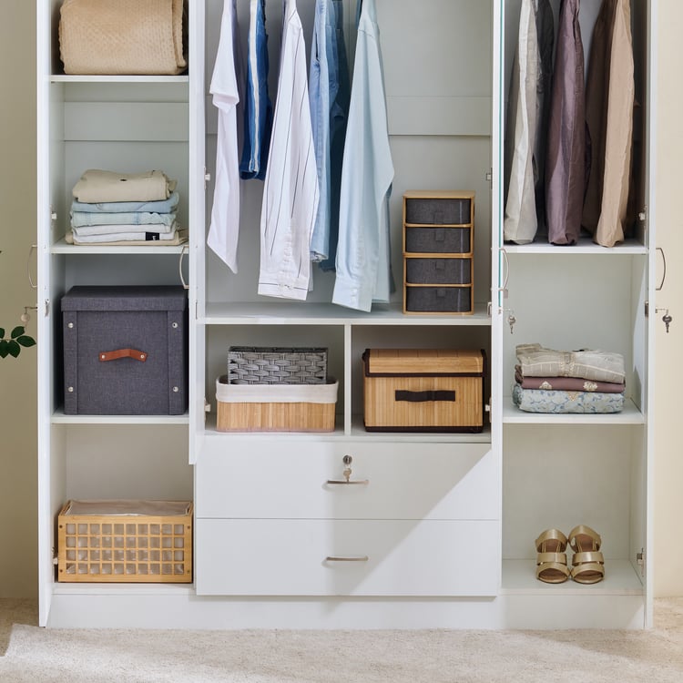 Helios Alton NXT 4-Door Wardrobe with Mirror and Drawer - White