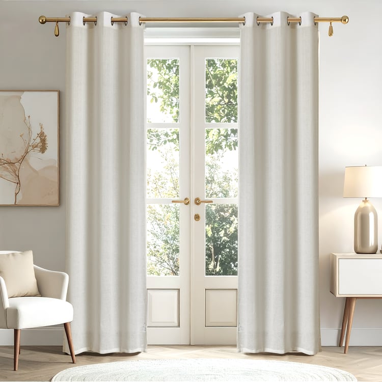 Chanderi Set of 2 Striped Sheer Door Curtains - 7.3ft(225cm)