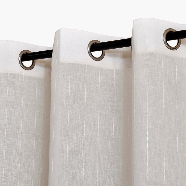 Chanderi Set of 2 Striped Sheer Door Curtains - 7.3ft(225cm)