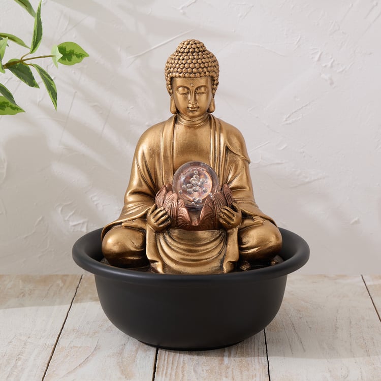 Alpine Polyresin Buddha with Rotating Ball Water Fountain - 20x25cm