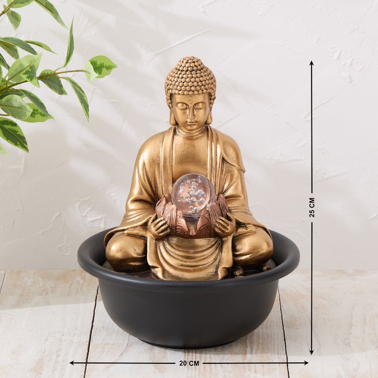 Alpine Polyresin Buddha with Rotating Ball Water Fountain - 20x25cm