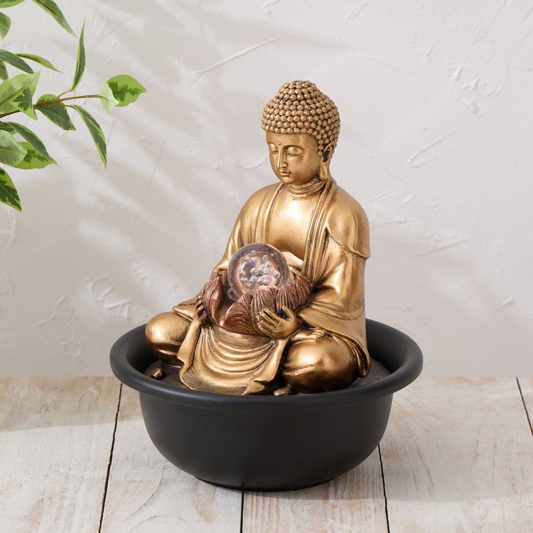 Alpine Polyresin Buddha with Rotating Ball Water Fountain - 20x25cm