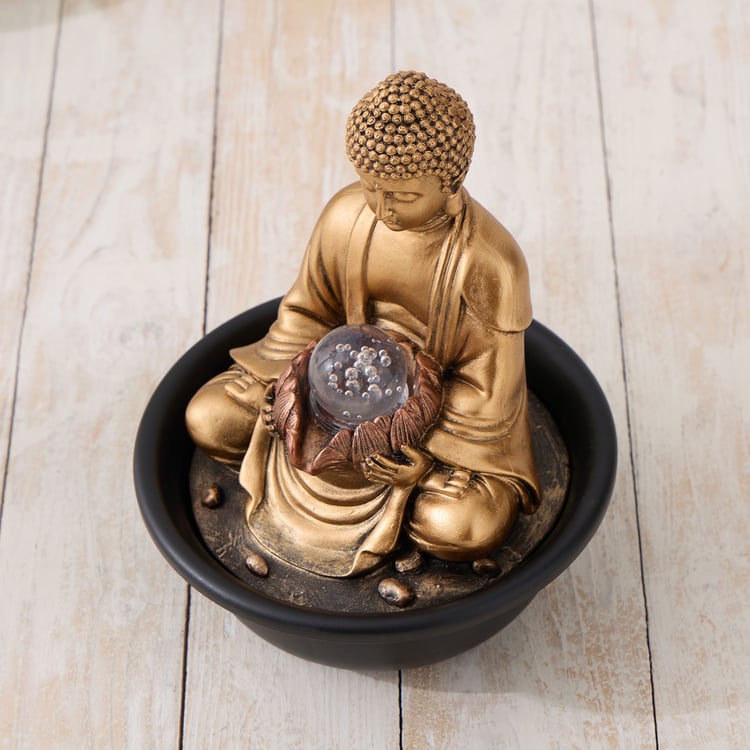 Alpine Polyresin Buddha with Rotating Ball Water Fountain - 20x25cm
