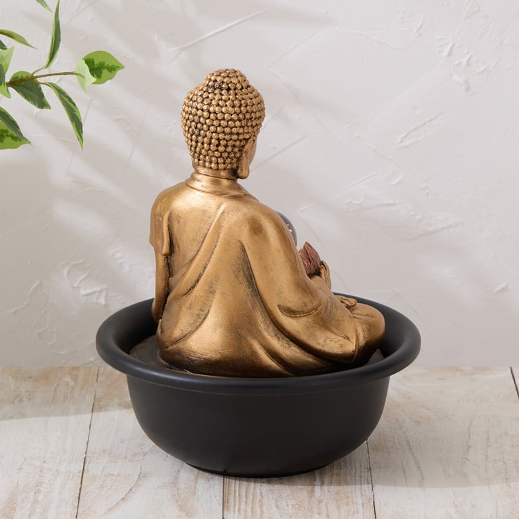 Alpine Polyresin Buddha with Rotating Ball Water Fountain - 20x25cm